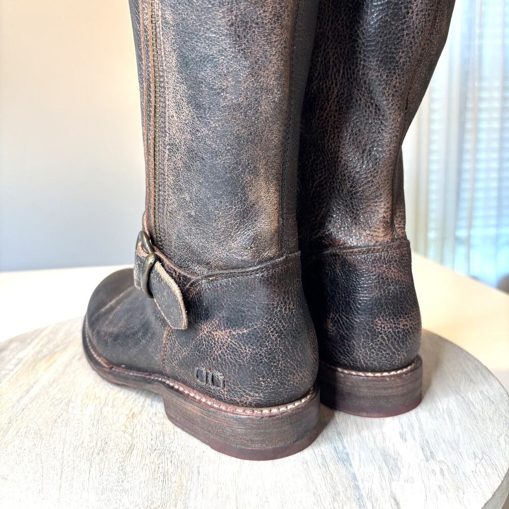 Bed Stu Cobbler Boots 8.5 Tall Riding Boots Distressed Brown Leather Zip Buckle - Picture 8 of 14